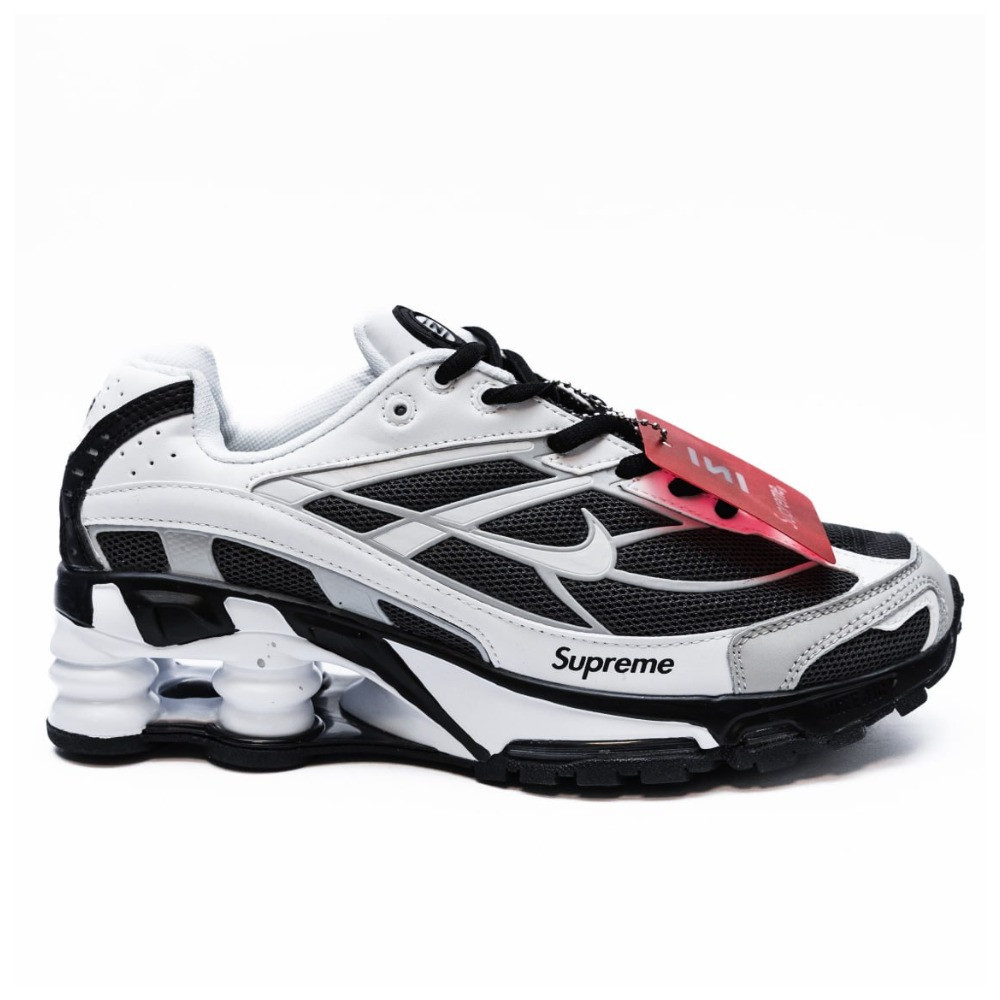 Чоловічі кросівки Nike x Supreme Shox Ride 2 White Black, чорно-білі кросівки найк супрім шокс райд 2