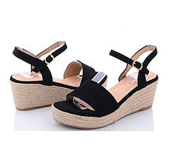 Жіночі Сандалі Босоніжки на Танкетці Платформа Чорні Літні (розміри: 37,38,39,40) — 32