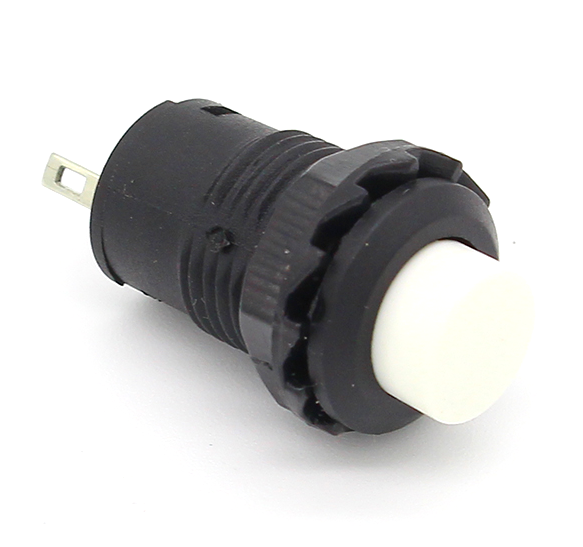 Кнопковий вимикач DS-428 з фіксацією, 1А, 250В АС, 12 мм - чорно-білий, 1 шт