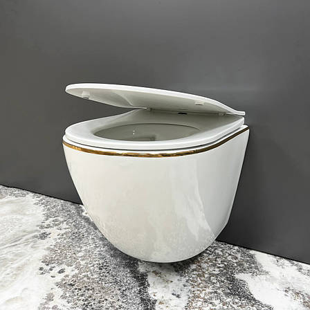 Підвісний унітаз VBI VULCANO WHITE GOLD EDGE, фото 1
