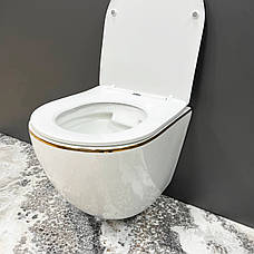 Підвісний унітаз VBI VULCANO WHITE GOLD EDGE, фото 4