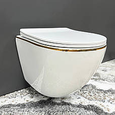 Підвісний унітаз VBI VULCANO WHITE GOLD EDGE, фото 5