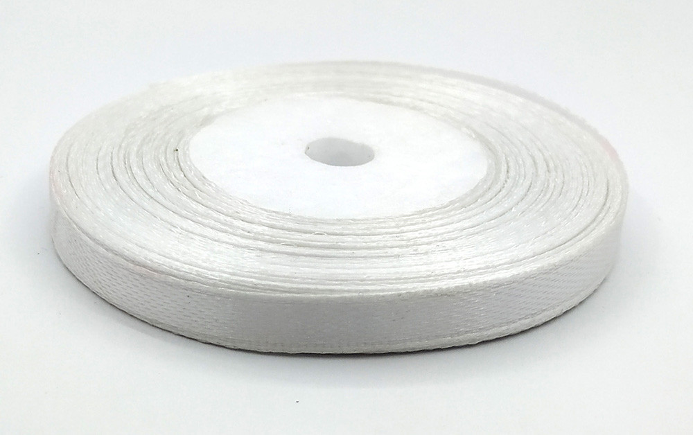 Стрічка Атласна Біла 7 мм, 23 м