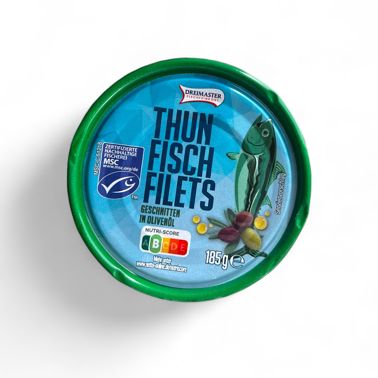 Тунець рожевий філе Dreimaster Thunfisch Filets, в оливковій олії 185 г., фото 1