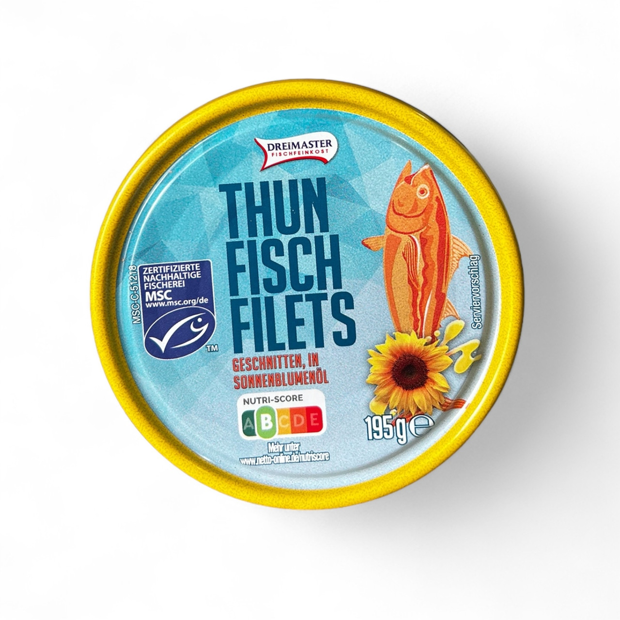 Тунець рожевий філе Dreimaster Thunfisch Filets, у соняшниковій олії 195 г.