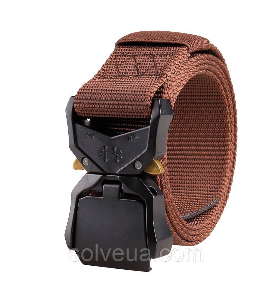 Ремінь з покращеною пряжкою "King Cobra" Brown solve, фото 1