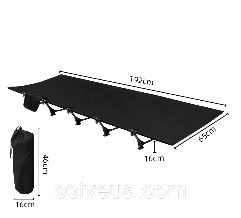 Складне похідне ліжко Розкладушка Solve KT6005802 Black solve, фото 1