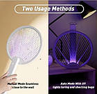 Мухобійка акумуляторна для дому, лампа проти комарів, ракетка від мух і комарів Антимоскітна мухоловка usb, фото 4
