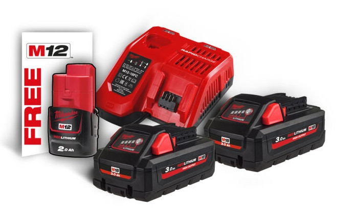 Енергокомплект M18 HNRG-302 (В3 2 шт.; з/у M12-18FC) + подарунок Акумулятор M12 B2 MILWAUKEE 4933471071
