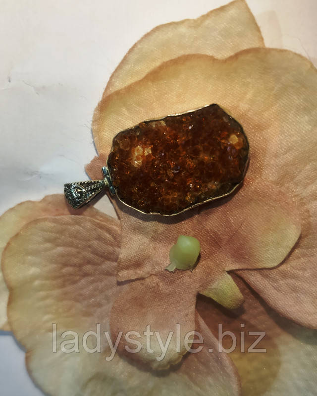 Интересный кулон с кристаллом цитрина от студии LadyStyle.Biz купить серебряное кольцо с танзанитовым кварцем украшения сапфир подарок