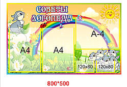 Стенд для дитячого садка Поради логопеда - сонячний зайчик