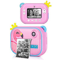 Дитячий фотоапарат миттєвого друку YT008 PINK FLAMINGO з підтримкою microSD card, 3Y+