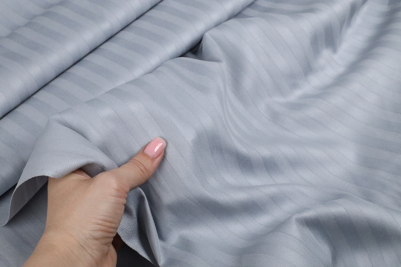 Відріз готельного СТРАЙП-сатину (1 см) Сірий 100% бавовна 17х240 см, фото 1