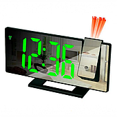 Світний дзеркальний годинник будильник із проєктором часу на стіну або стелю, і термометром Gaosiio