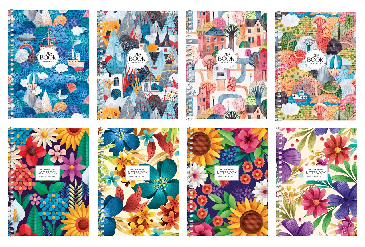 Блокнот А6 80 арк спіраль клітинка УФ лак STUDENT 6111 Асорті