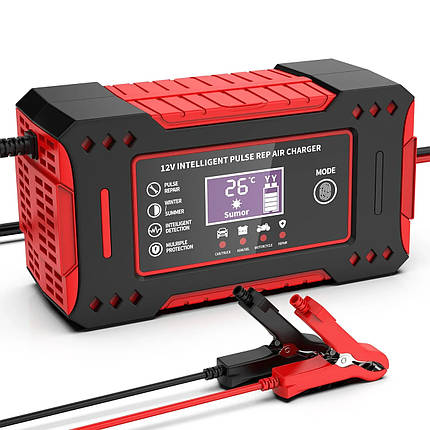 Зарядний пристрій автомобільного акумулятора (12V/24V) 6A Red, фото 1