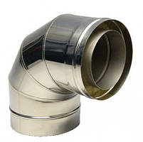 Двостінний сендвіч-відвід 90° н/н 0,6 мм ф130/200 (коліно 90° неіржавка сталь у неіржавкій машині)