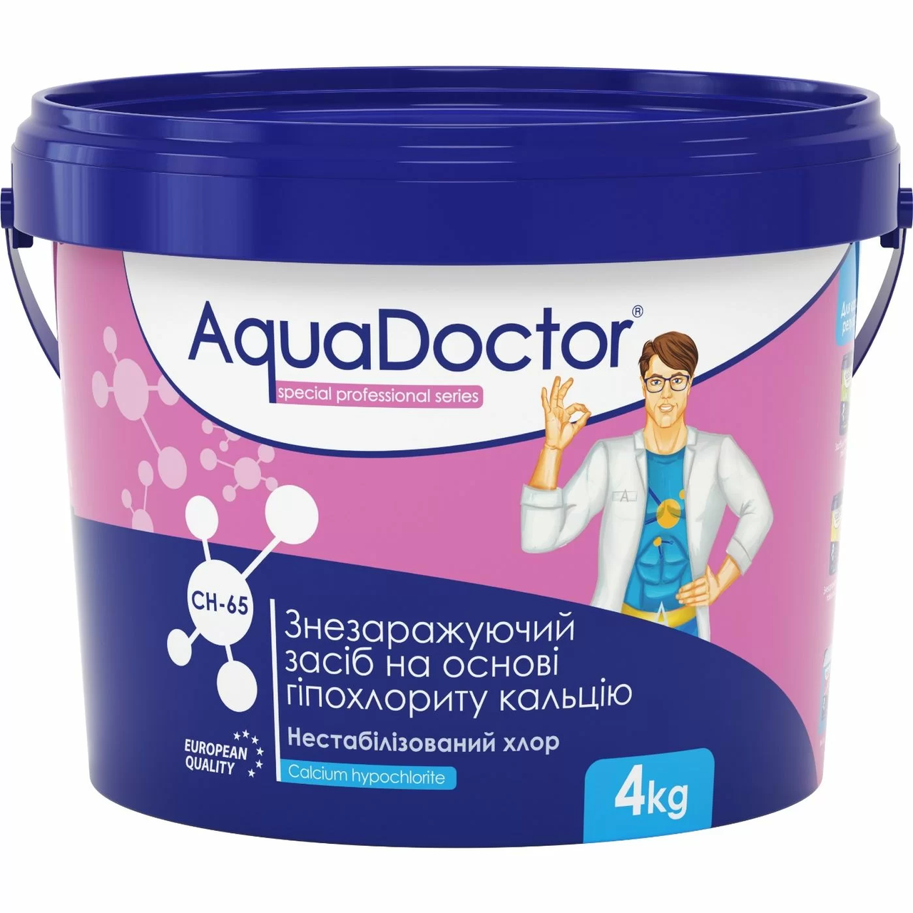 Дезінфектант на основі гіпохлориту кальцію AquaDoctor CH-65 4 кг, фото 1