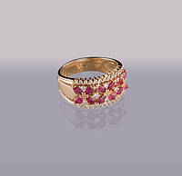 Золотое женское кольцо с рубинами и бриллиантами С3Л1№18