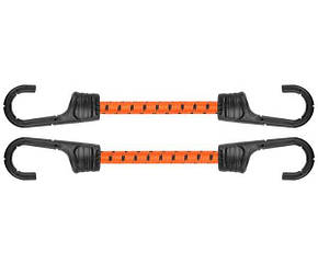 Шнур еластичний гумовий 60см х 2шт. з металевими гачками PVC BUNGEE CORD HOOK, BCH2-08060OR-B