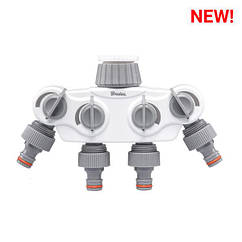 Розподільник з 4 кранами на кран 1" або 3/4", SOLID WHITE LINE, на карті, WL-3034K