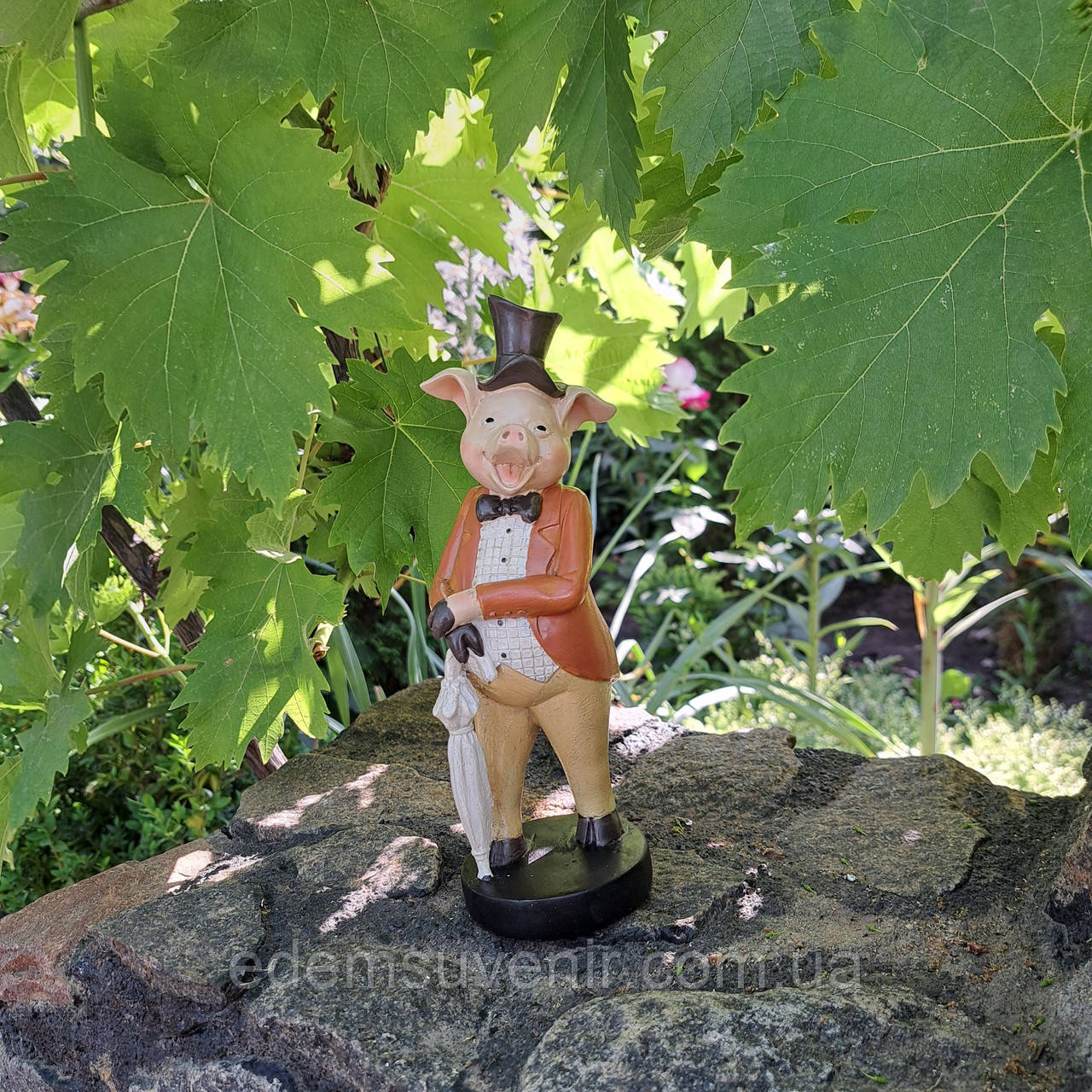 Декоративна статуетка Cвинка джентельмен в помаранчевому (26х10х9 см), фігурка для інтер'єру, статуетки і фігурки для дому