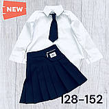 Шкільний костюм спідниця в складку і блуза сорочка з краваткою 128 р. Шкільна форма для дівчинки зі спідницею та блузою, фото 3