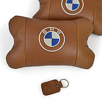 Подушки на крісло в авто BMW, Подушки з логотипом від виробника, Подушка підголівник для дороги WI-11