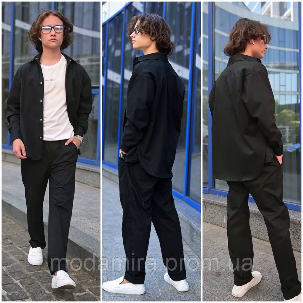 Подростковый школьный костюм для мальчика , рубашка и брюки .Брючный школьный детский костюм10-13 лет. Черный - фото 1 - id-p2283828432
