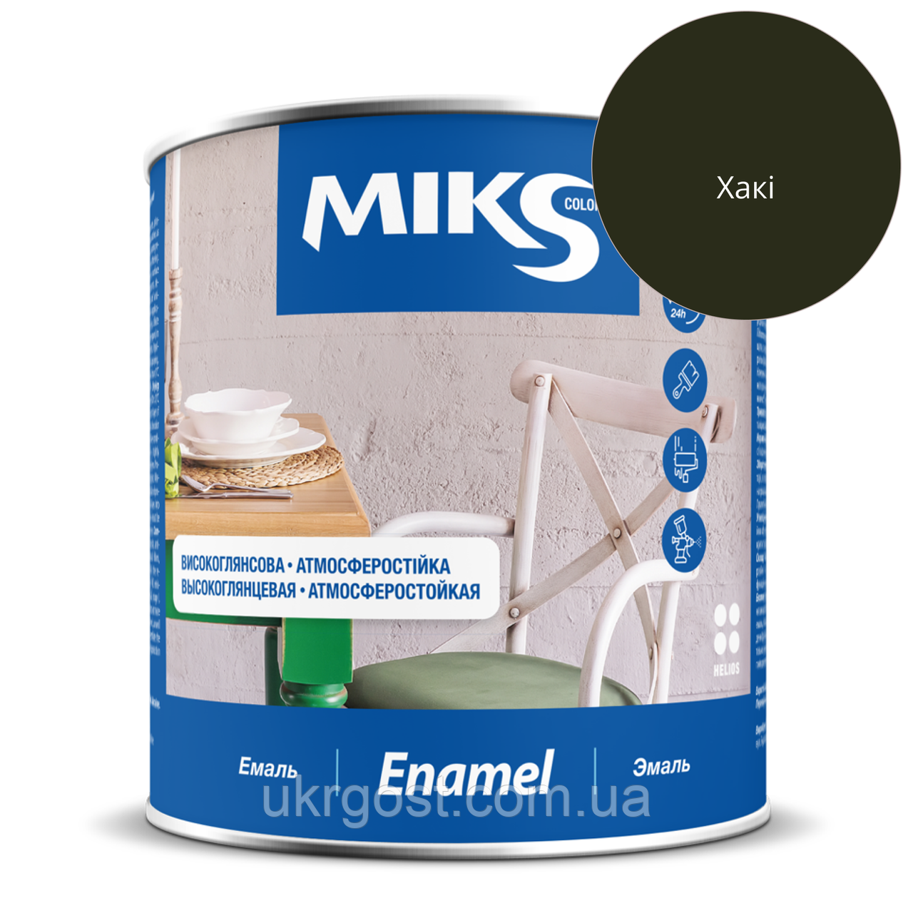 Емаль алкідна Miks ПФ-115 Хакі мат 0,8 кг