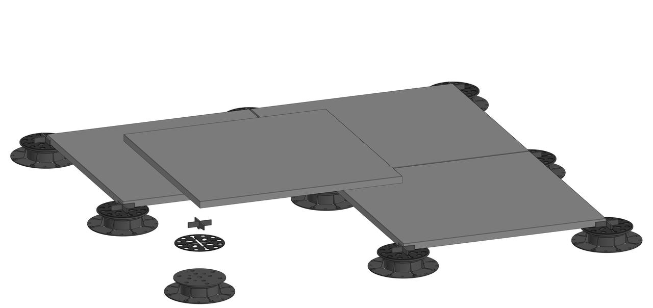 Комплект регульованих опор висотою 19-25мм на 1м2 керамограніту 60х60см, набір для створення фальшпідлоги 1м2, фото 1