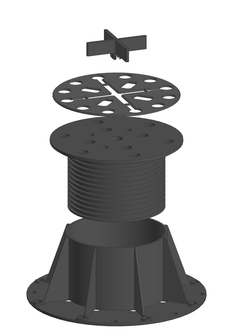 Комплект регульованих опор висотою 28-40мм на 1м2 керамограніту 60х60см, набір для створення фальшпідлоги 1м2, фото 1