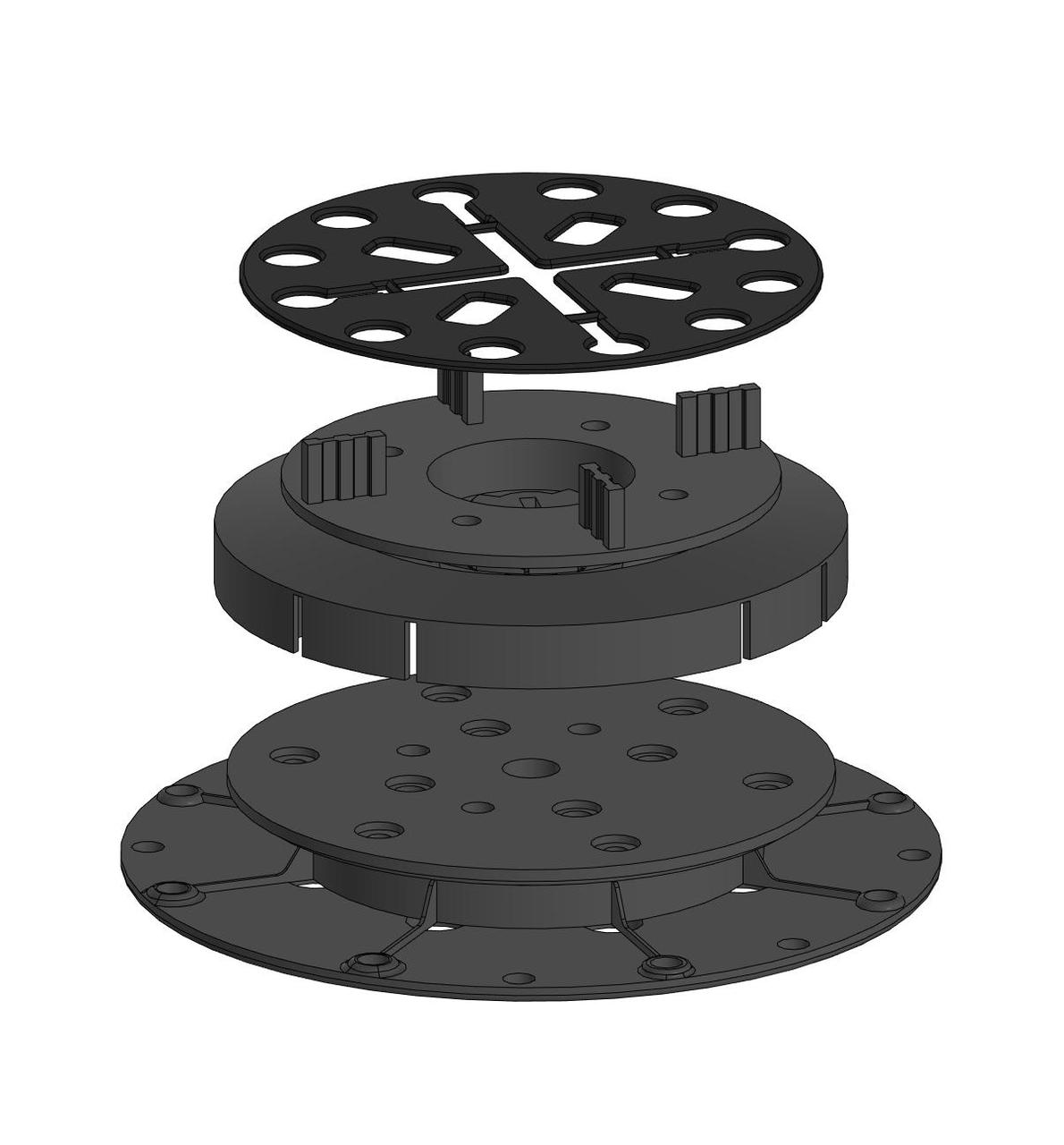 Комплект регульованих опор висотою 42-48мм на 1м2 керамограніту 60х60см, набір для створення фальшпідлоги 1м2, фото 1