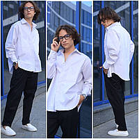 Школьный костюм на мальчика , белая рубашка на кнопках и черные брюки .Брючный школьный детский костюм 10-13 л