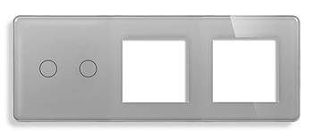 Лицьова панель 1DAL | Сірий, Вимикач 2 сенсора + Розетка 2 шт. (G228.2G2X1F-2.5D.GR)