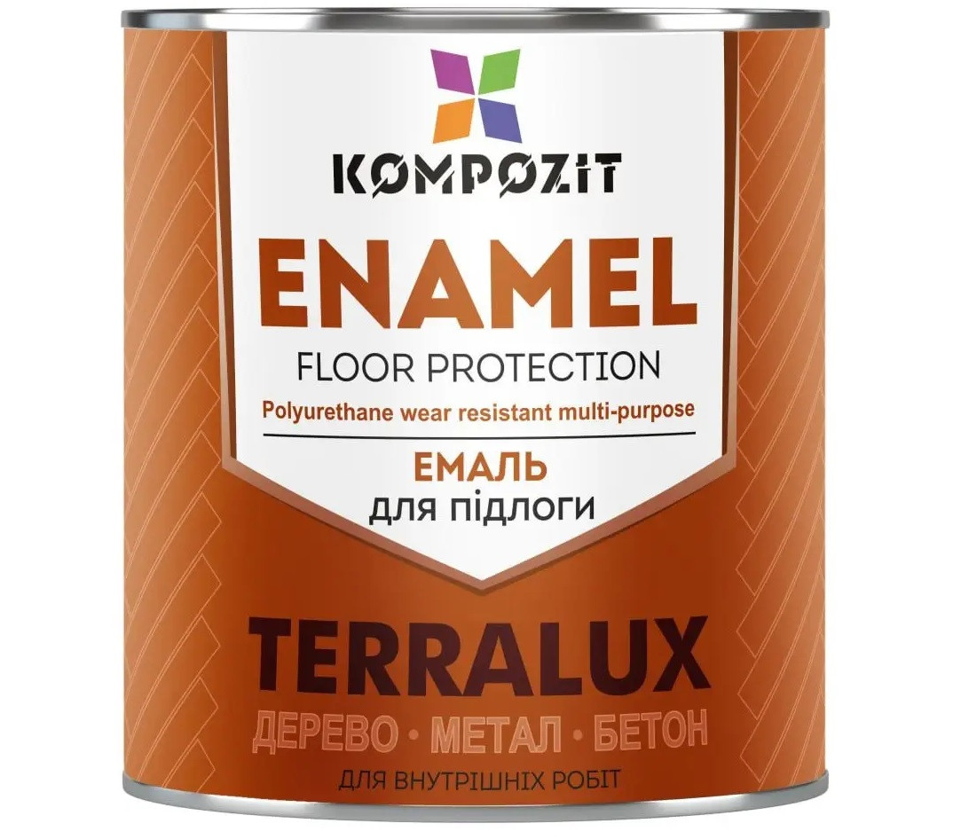 Емаль для підлоги Kompozit Terralux червоно-коричнева 2.8 кг, фото 1