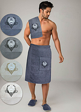 Набір для лазні чоловічий подарунковий, набори в сауну для чоловіків банний в подарунок Темно сірий Графітовий