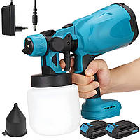 Акумуляторний фарбопульт 800мл + 2 акумулятори 21В, JK-SG1 / Портативний пульверизатор / Фарборозпилювач