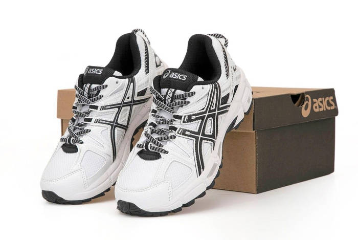 Мужские и женские кроссовки Asics Gel-Kahana 8 White Black (Белые ...