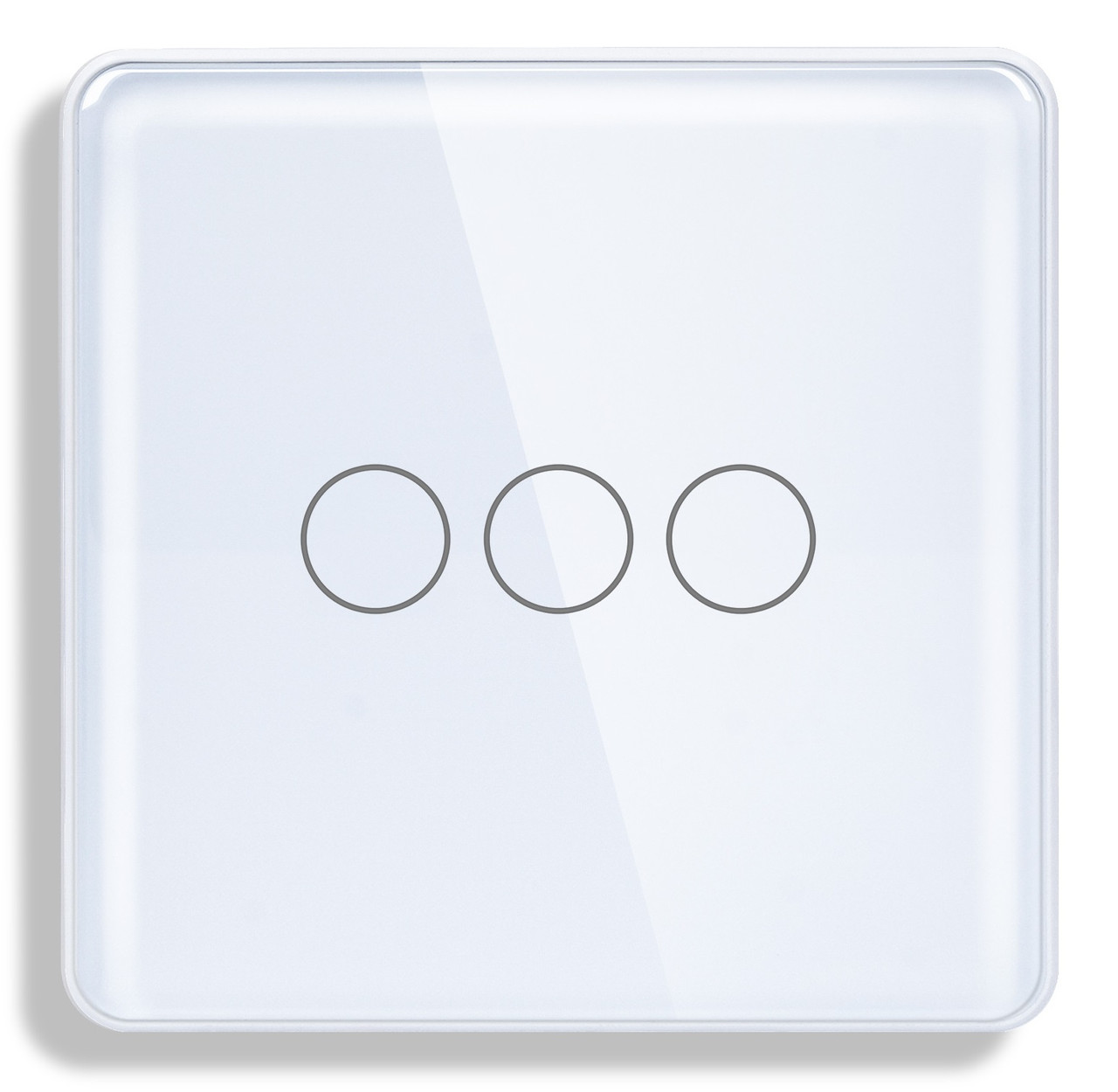 Лицьова панель вимикача 1DAL | Загартоване скло, 3 сенсора, Білий (G86.3G-2.5D.WT), фото 1