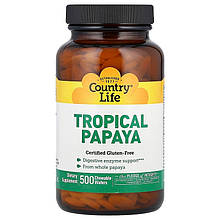 Тропічна папая Country Life "Tropical Papaya" травні ферменти (500 пастилок)