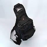 Універсальна тактична сумка-рюкзак через плече чорна, фото 3