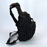 Універсальна тактична сумка-рюкзак через плече чорна, фото 4