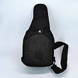 Універсальна тактична сумка-рюкзак через плече чорна, фото 7