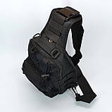 Універсальна тактична сумка-рюкзак через плече чорна, фото 8
