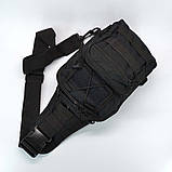 Універсальна тактична сумка-рюкзак через плече чорна, фото 9