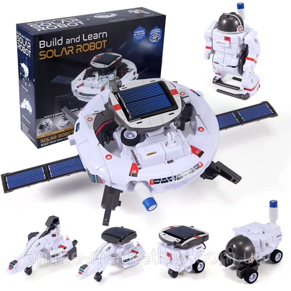 Конструктор на сонячній батареї 6в1 SOLAR ROBOT SPACE FLEET / Дитячий конструктор космос / Конструктор робот