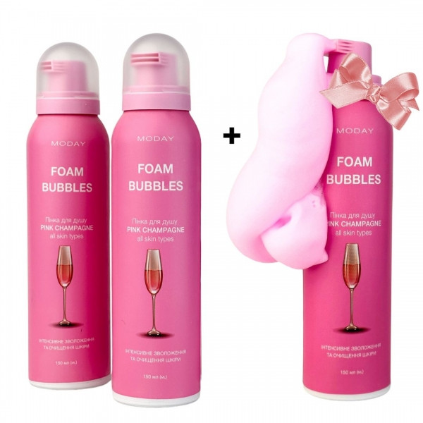 АКЦІЯ! Бульбашкова пінка для душу MODAY FOAM BUBBLES PINK CHAMPAGNE з ароматом рожевого шампанського 150 мл