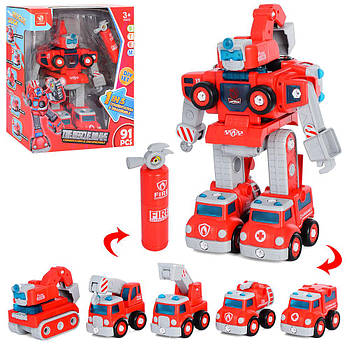 Конструктор ECXP2003 на шурупах, 5в1, робот+транспорт