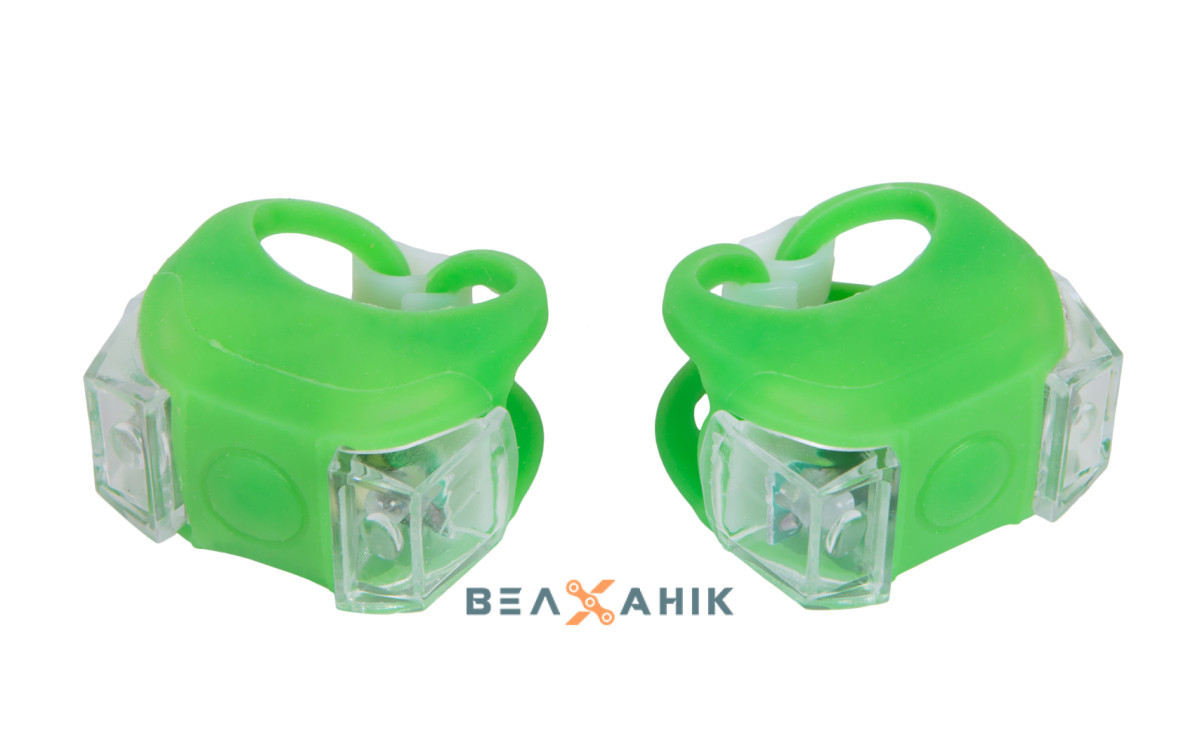 Комплект мигалок BC-RL8002 білий+червоний LED силіконовий зелений корпус 2 шт, фото 1